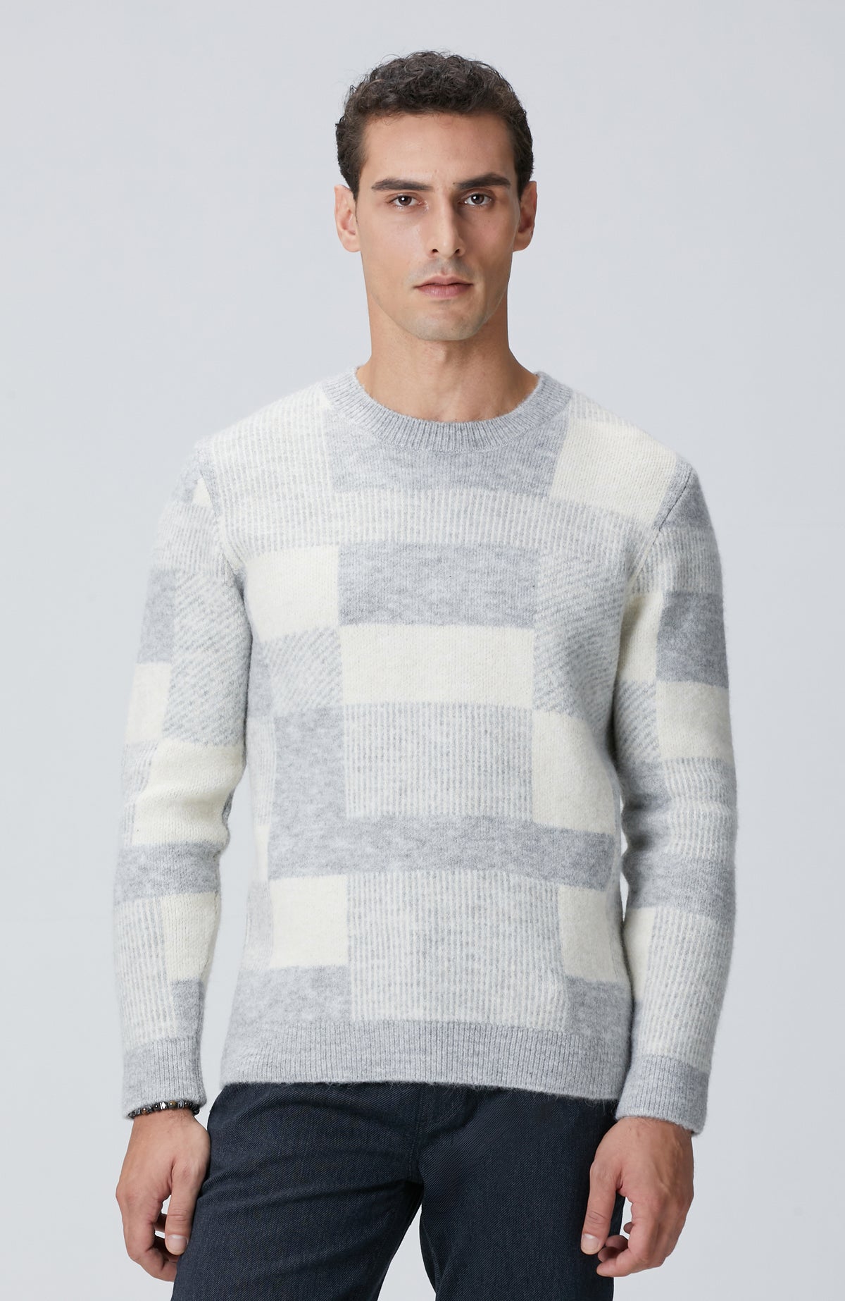 MEN'S Grey Wool Blend Knit Sweater
