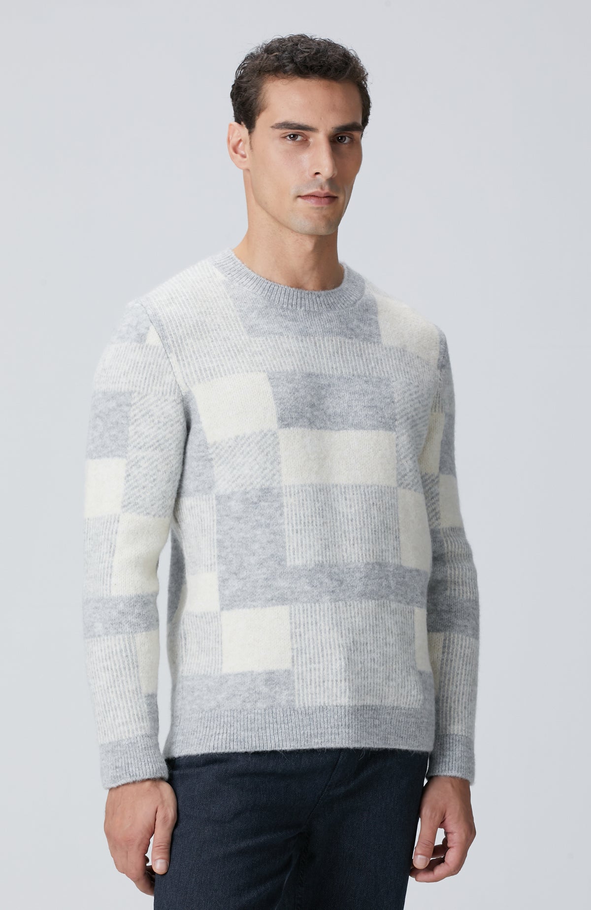 MEN'S Grey Wool Blend Knit Sweater
