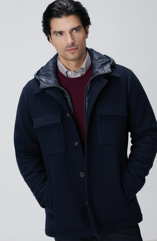 MEN'S Navy Blue Casual Wool Coat