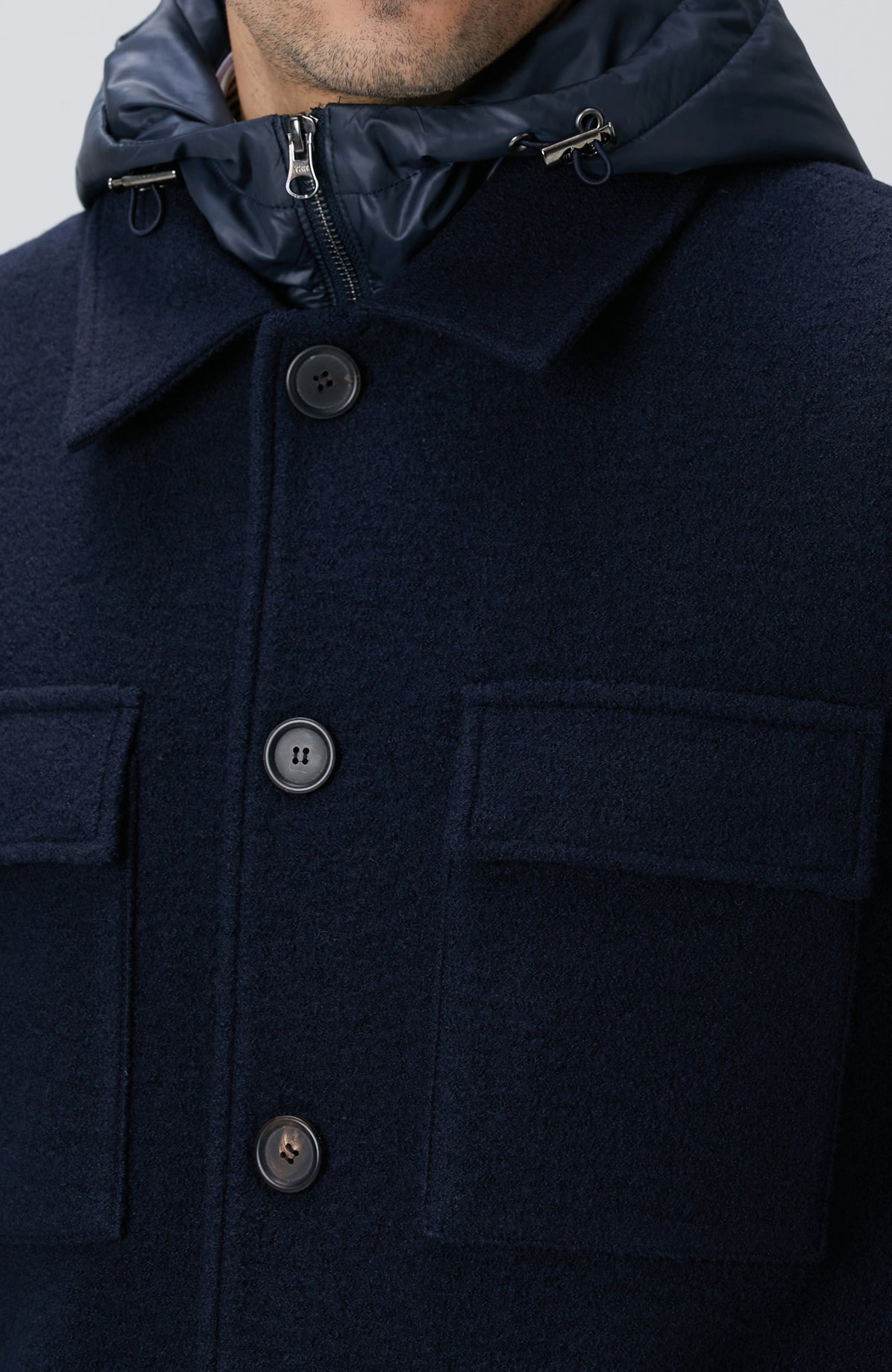 MEN'S Navy Blue Casual Wool Coat