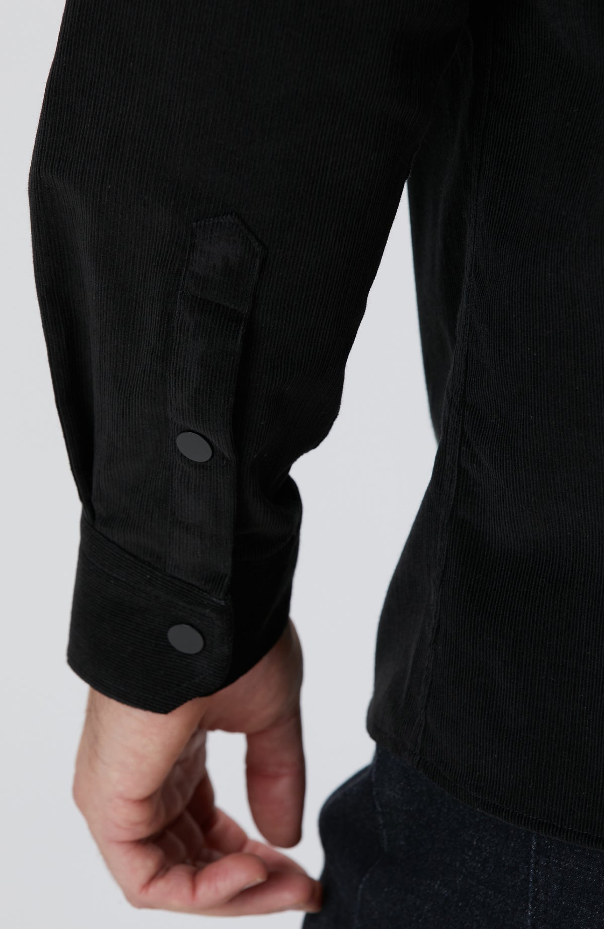 MEN'S Black Double Pocket Corduroy Shirt