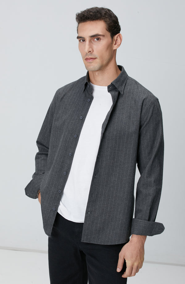 MEN'S Anthracite Melange Striped Shirt