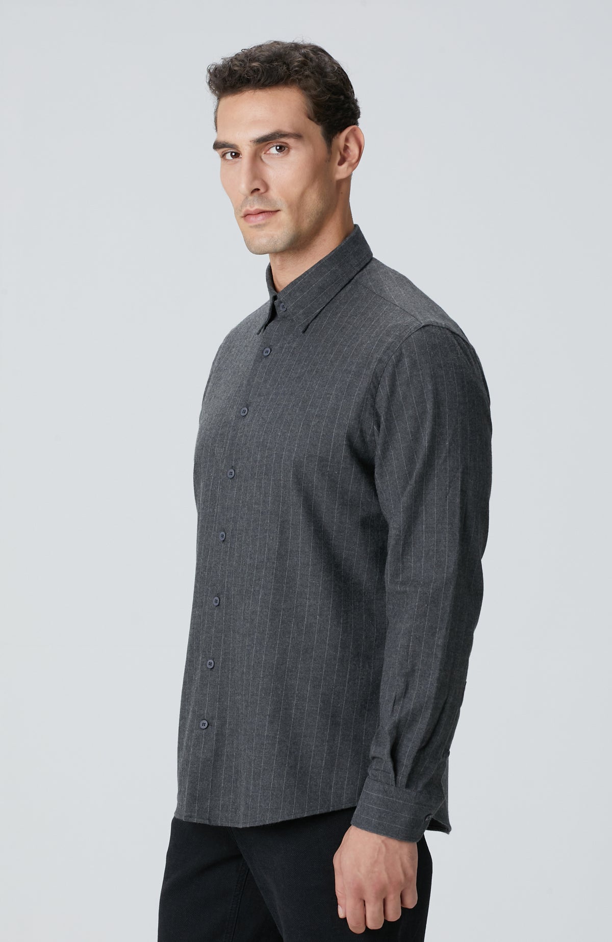 MEN'S Anthracite Melange Striped Shirt