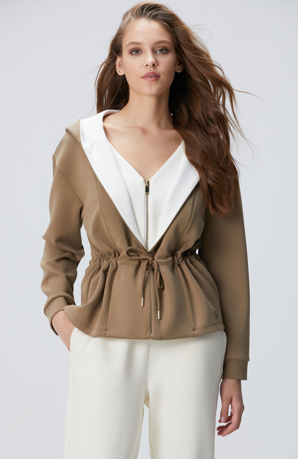 WOMEN'S Khaki Model Blended Knitted Jacket