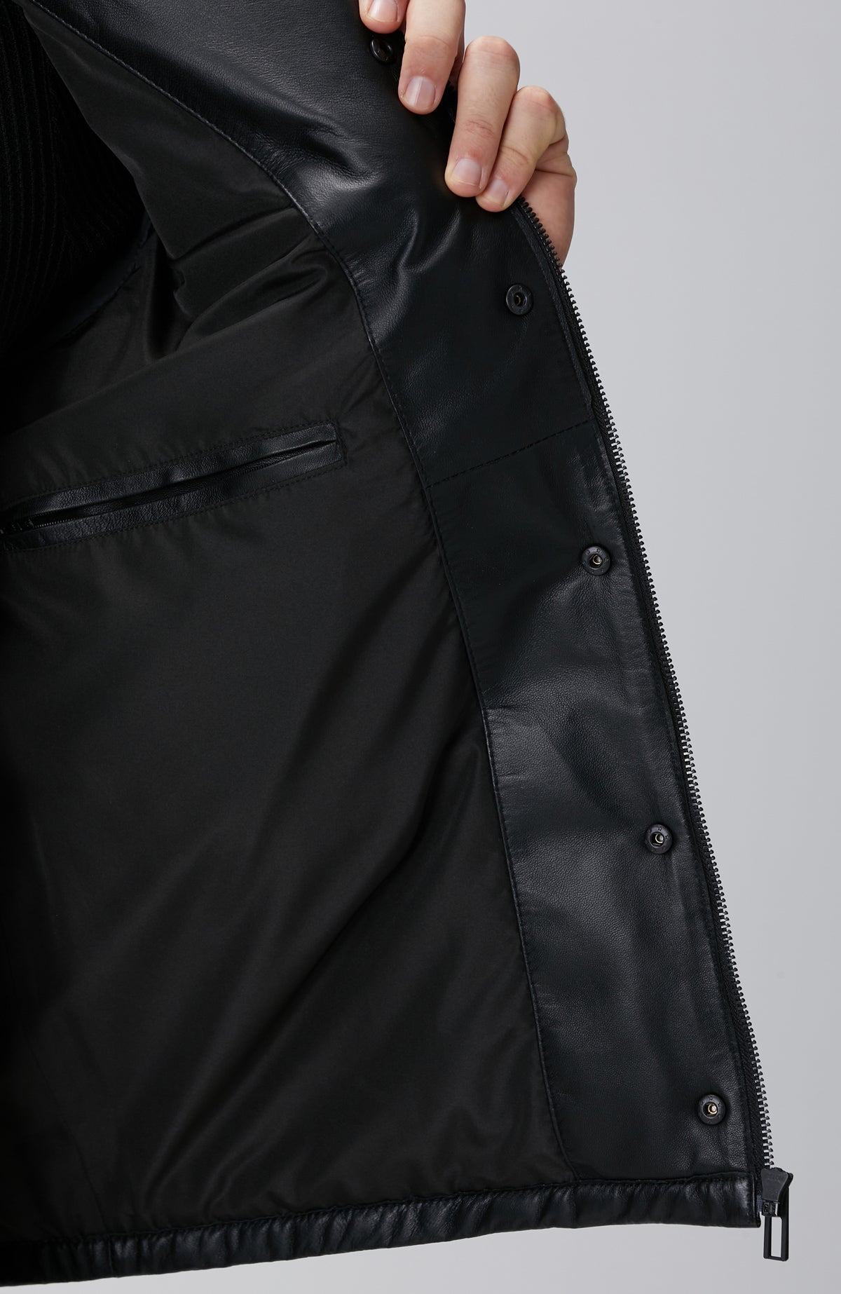 MEN'S Black Quilted Leather Coat