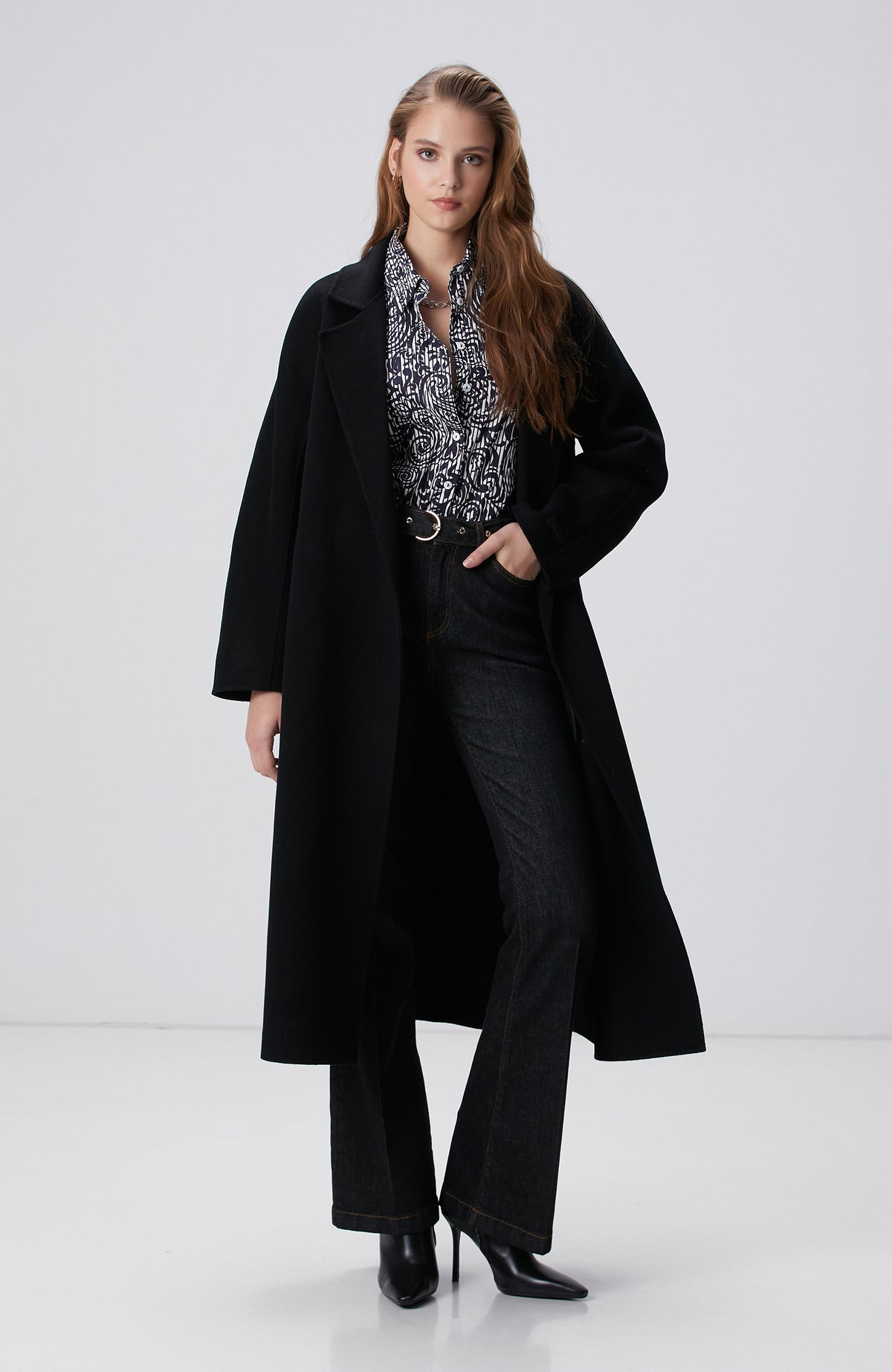 WOMEN'S Navy Blue Patterned Shirt