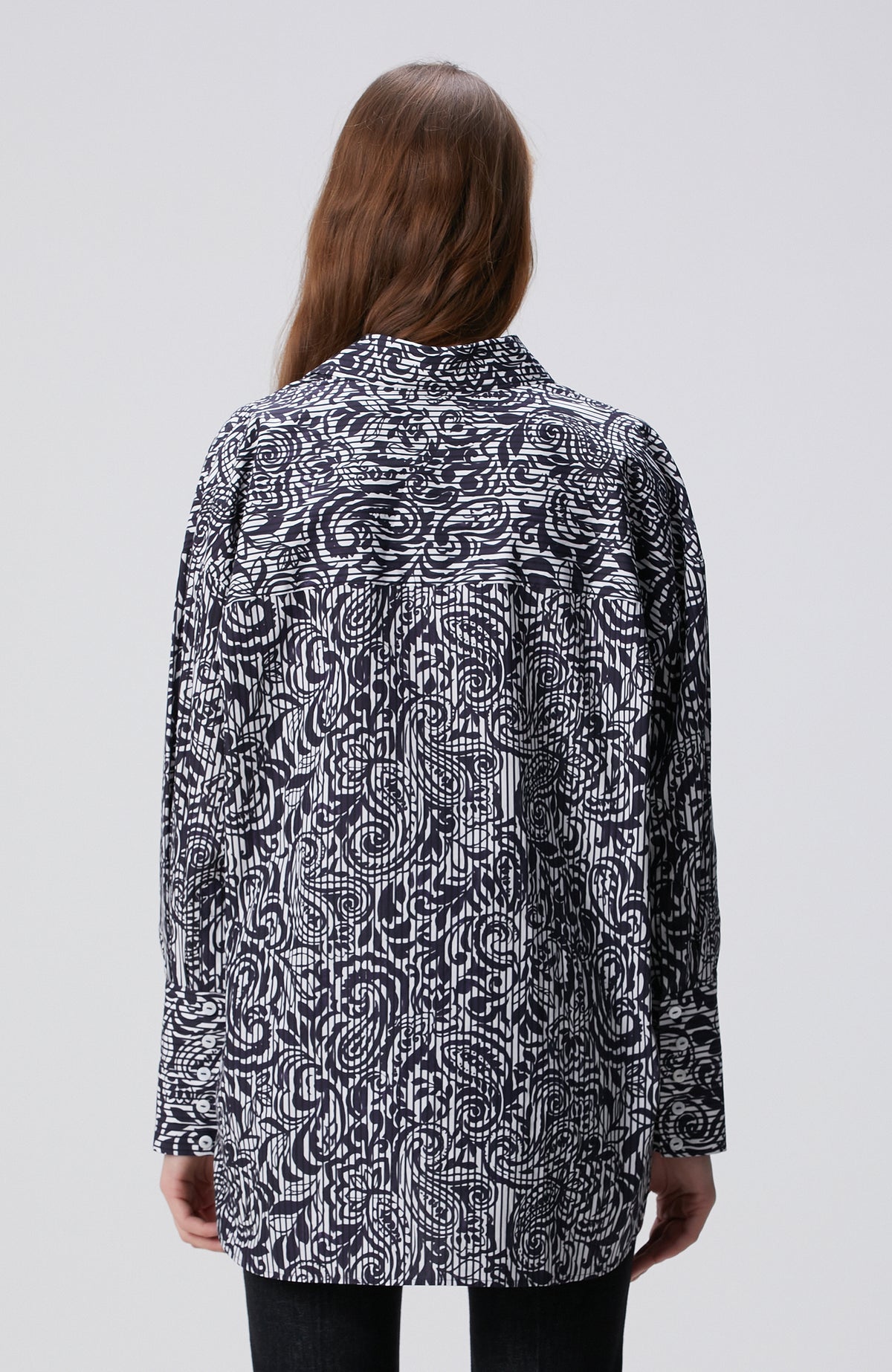 WOMEN'S Navy Blue Patterned Shirt