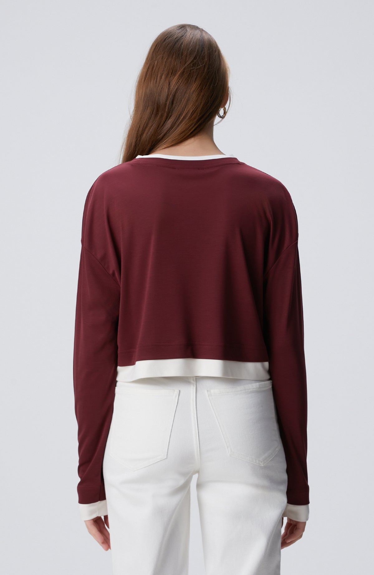 WOMEN'S Burgundy Double Color T-shirt