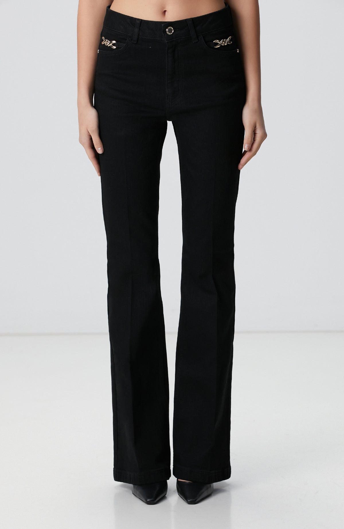 WOMEN'S Black Accessory Flare Fit Denim Pants