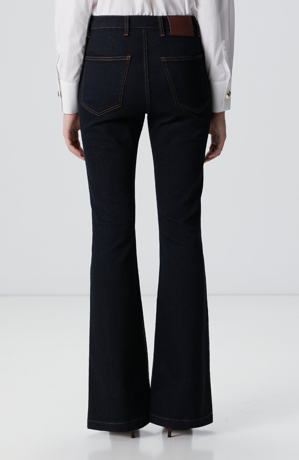 WOMEN'S Indigo Accessory Flare Pattern Denim Pants