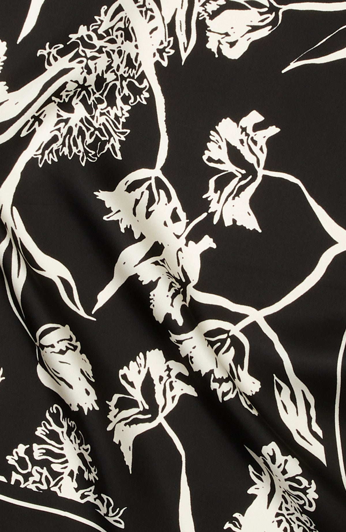 WOMEN'S Black Patterned Twill Silk Scarf