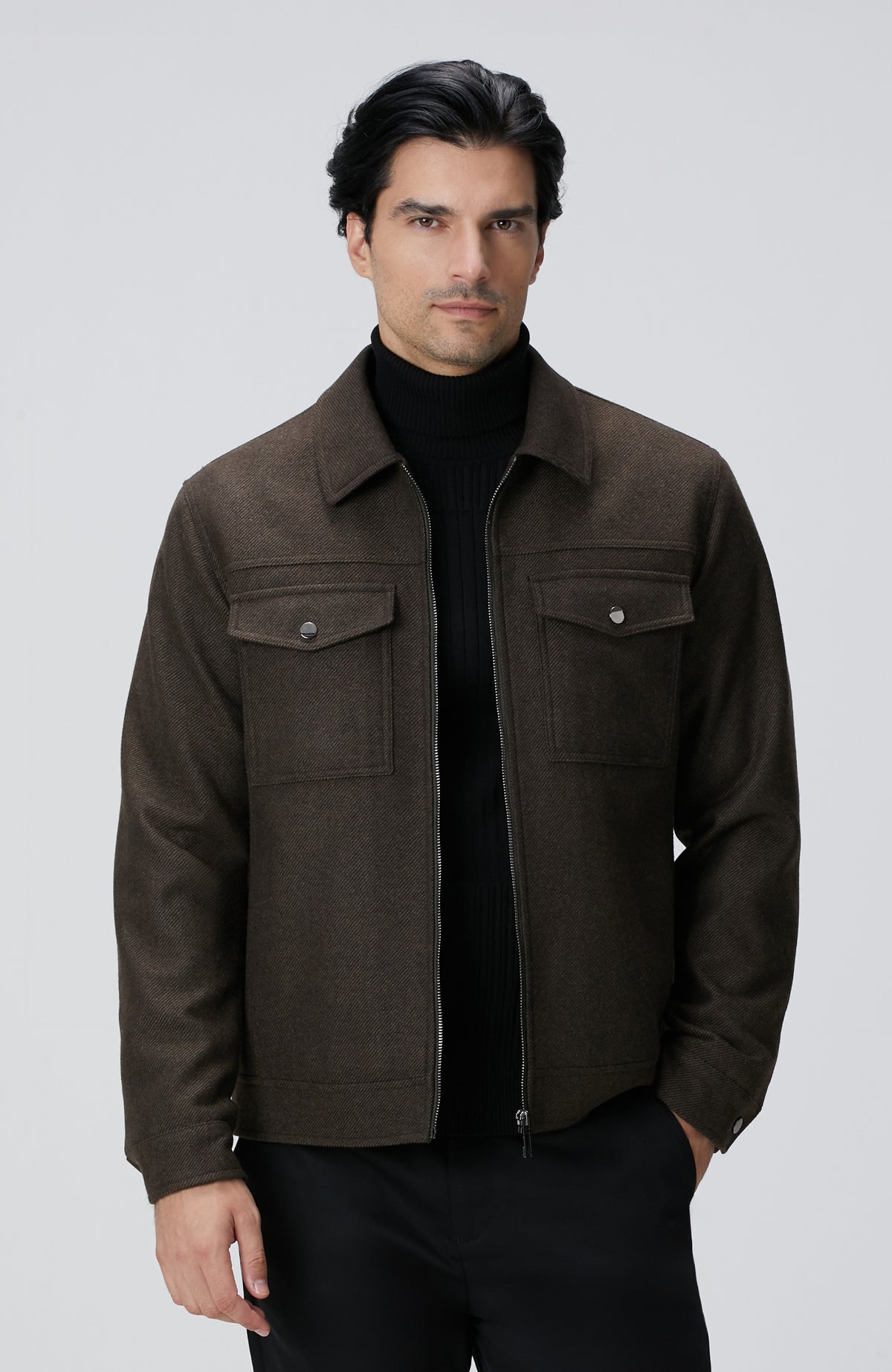 MEN'S Khaki Wool Blend Coat