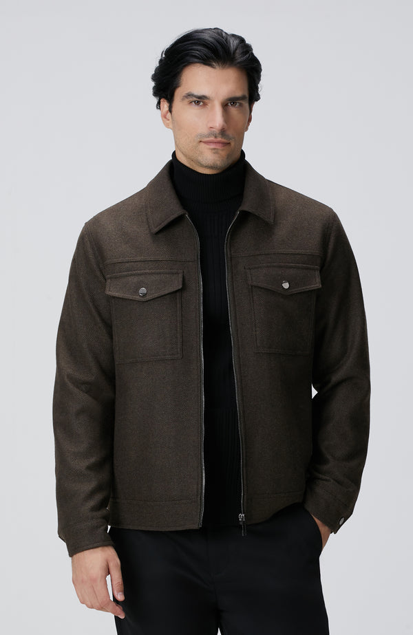 MEN'S Khaki Wool Blend Coat
