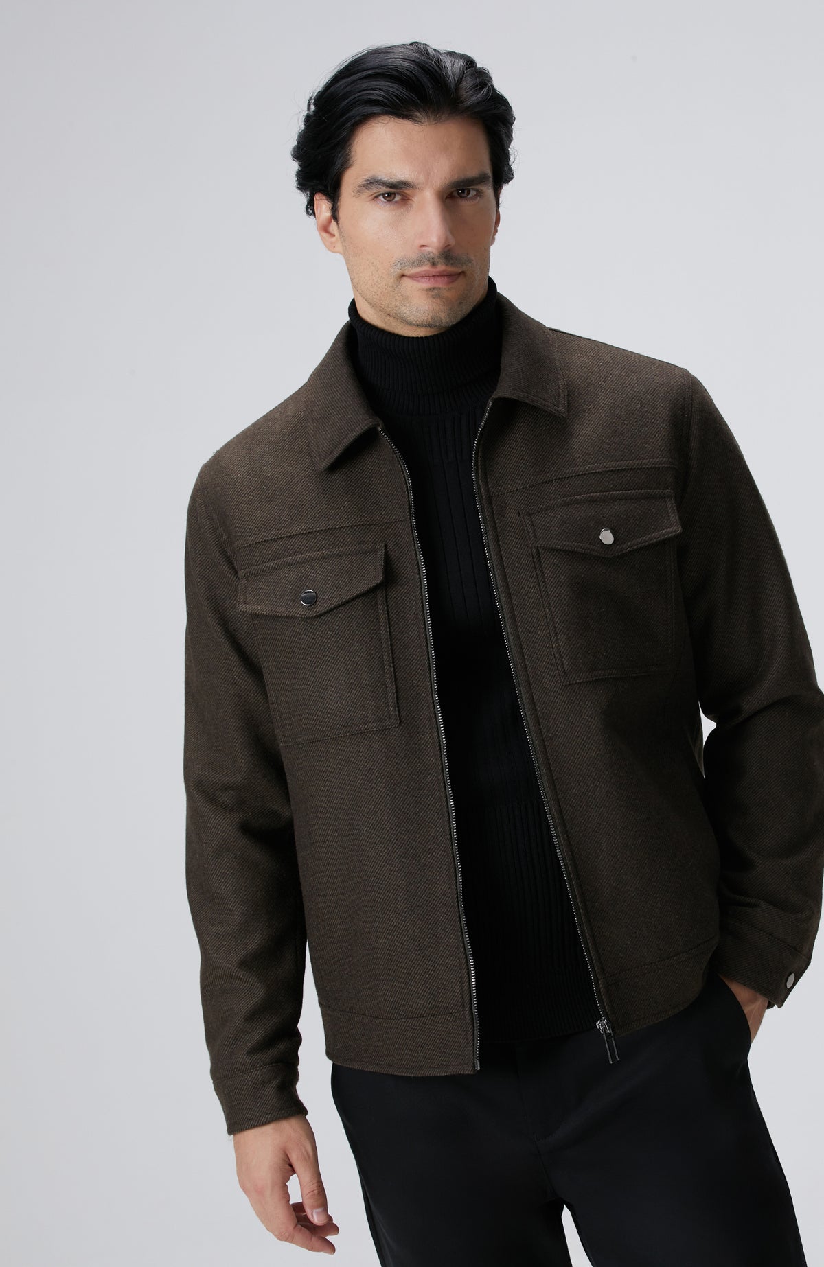 MEN'S Khaki Wool Blend Coat