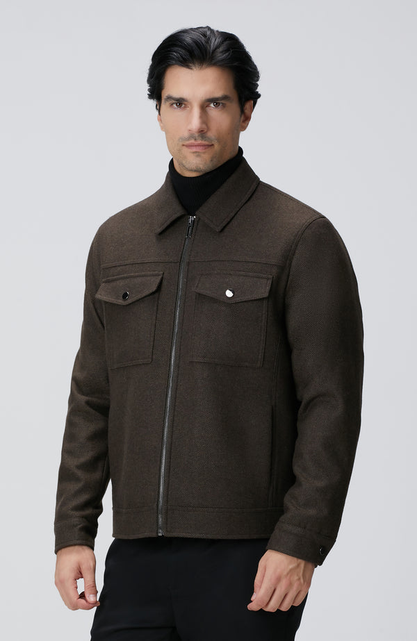 MEN'S Khaki Wool Blend Coat