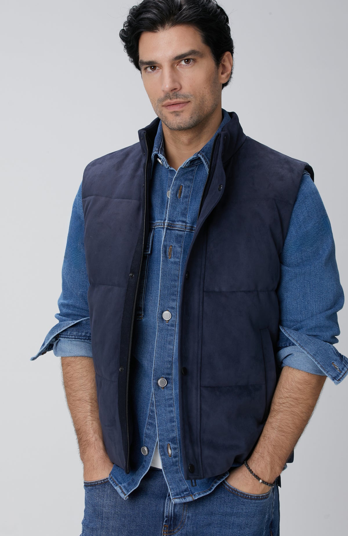 MEN'S Navy Blue Quilted Casual Vest
