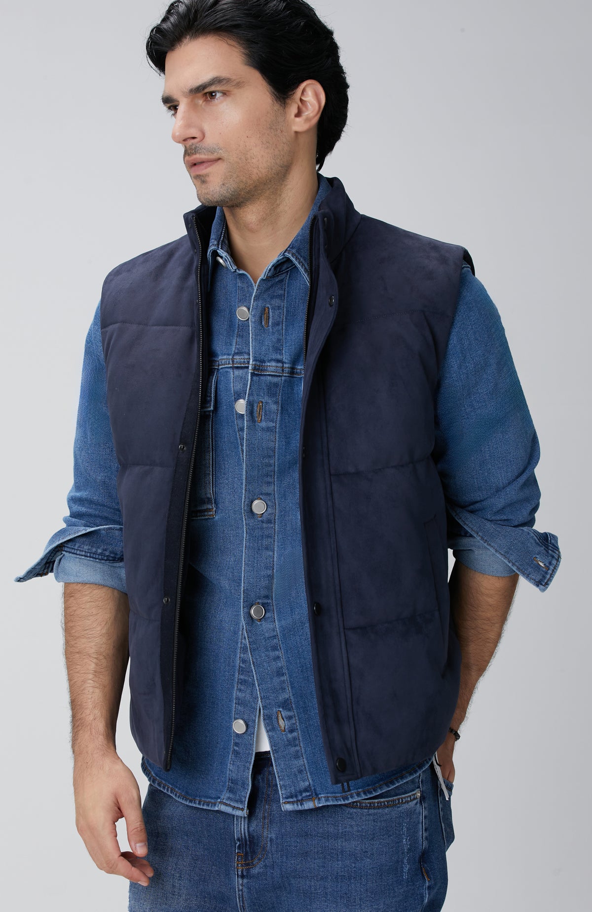MEN'S Navy Blue Quilted Casual Vest