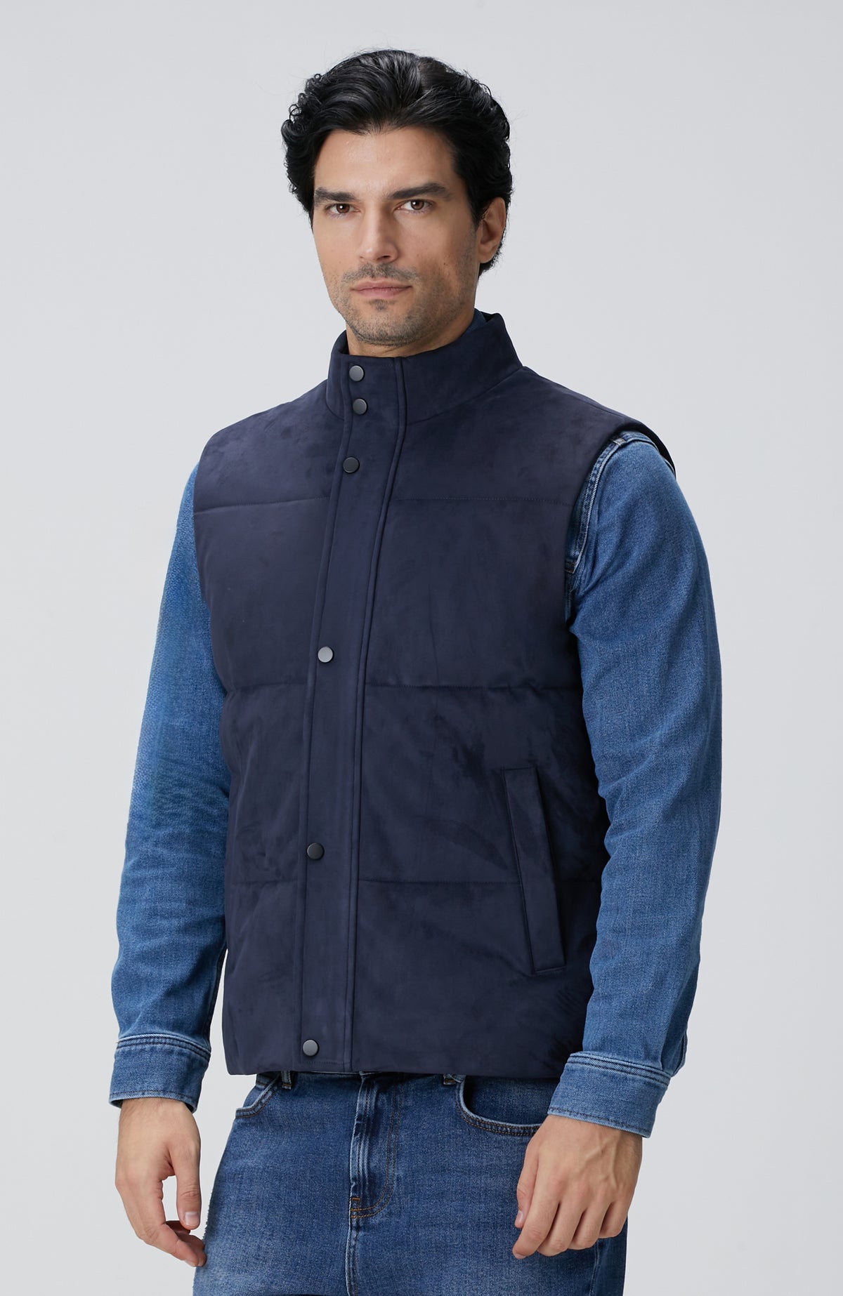 MEN'S Navy Blue Quilted Casual Vest
