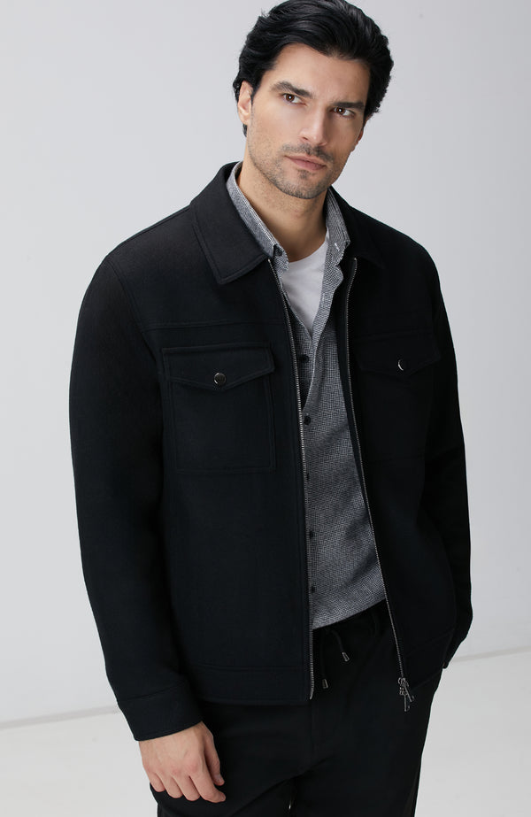 MEN'S Black Wool Blend Coat