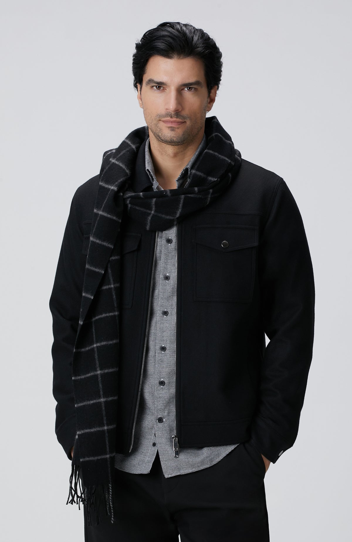 MEN'S Black Wool Blend Coat