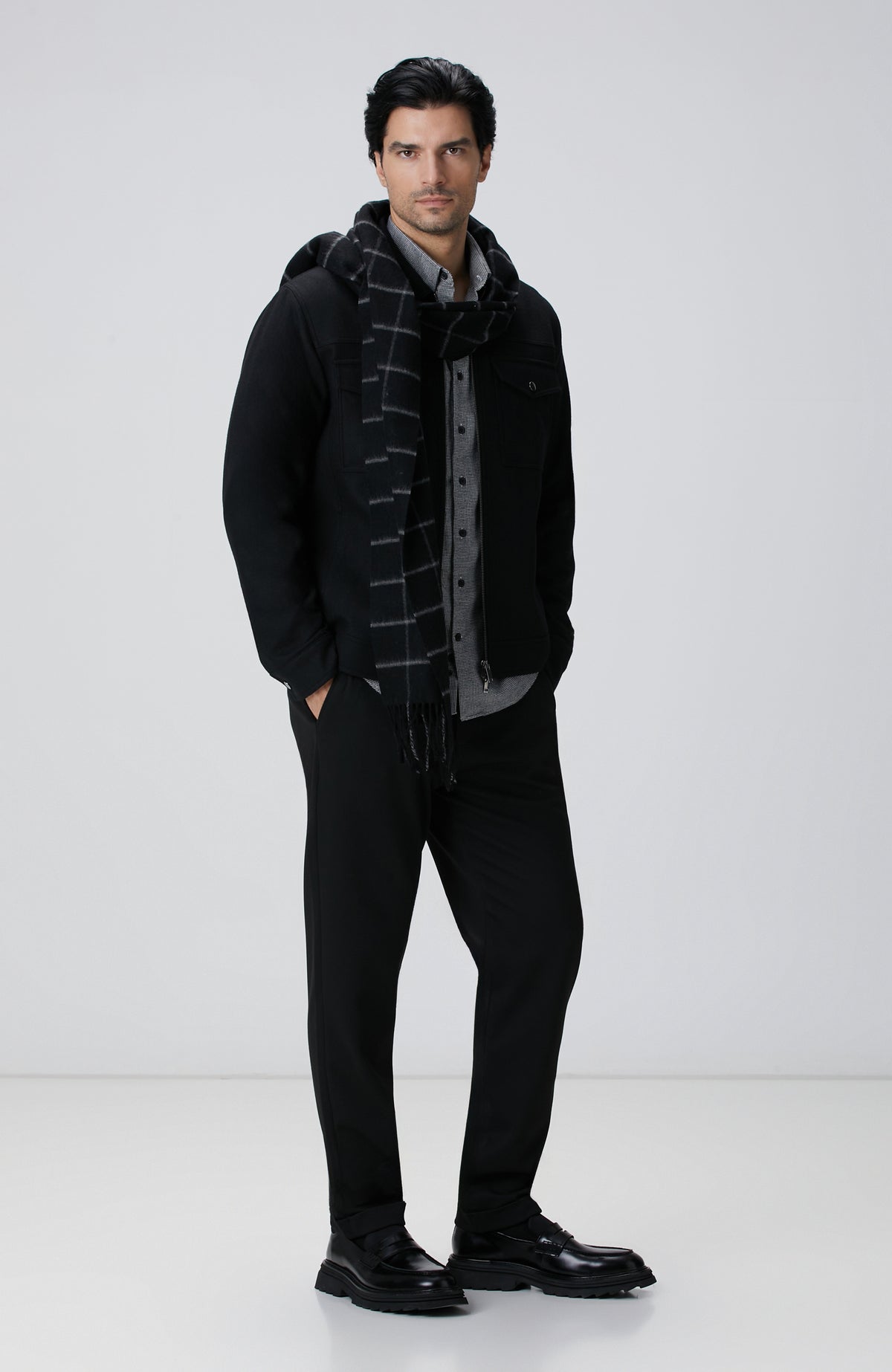 MEN'S Black Wool Blend Coat