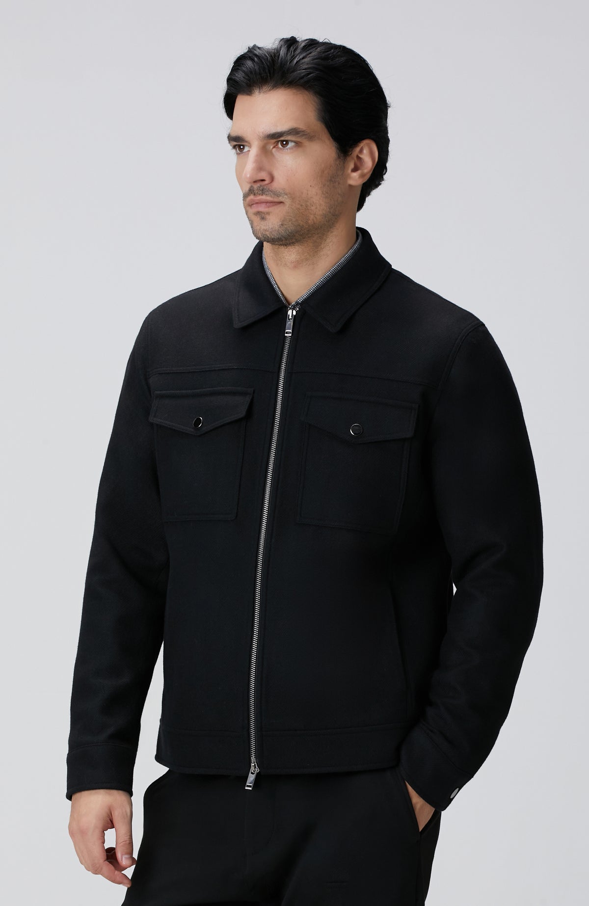 MEN'S Black Wool Blend Coat