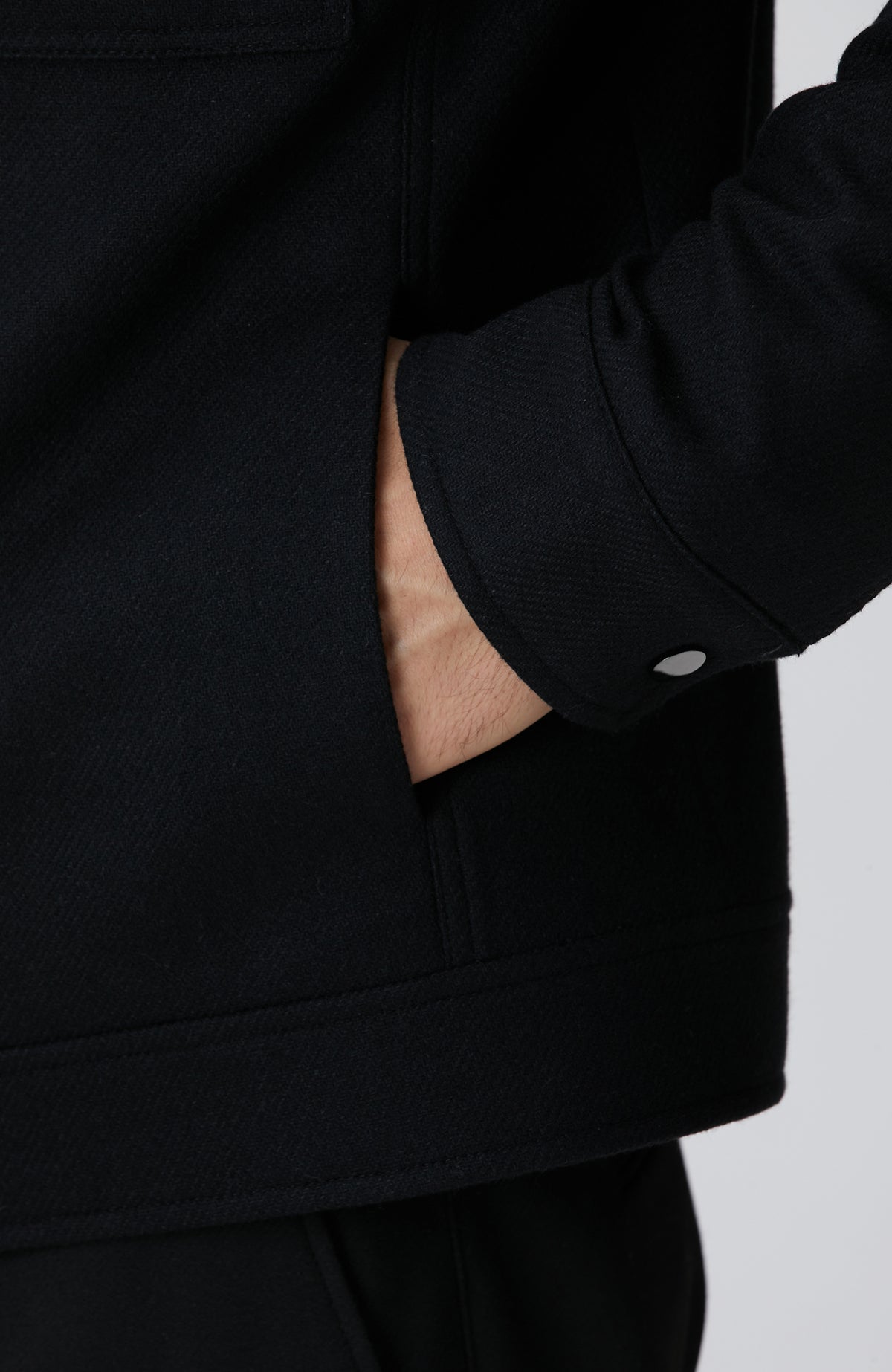 MEN'S Black Wool Blend Coat