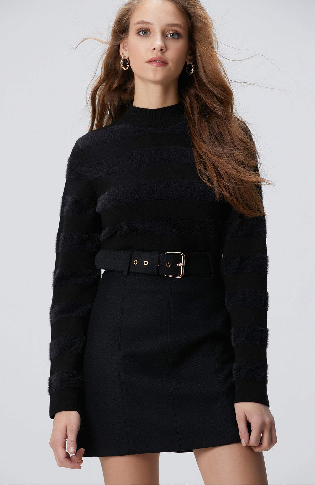 WOMEN'S Black Striped Knit Sweater