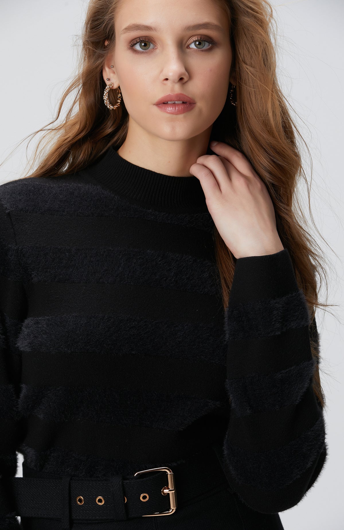 WOMEN'S Black Striped Knit Sweater