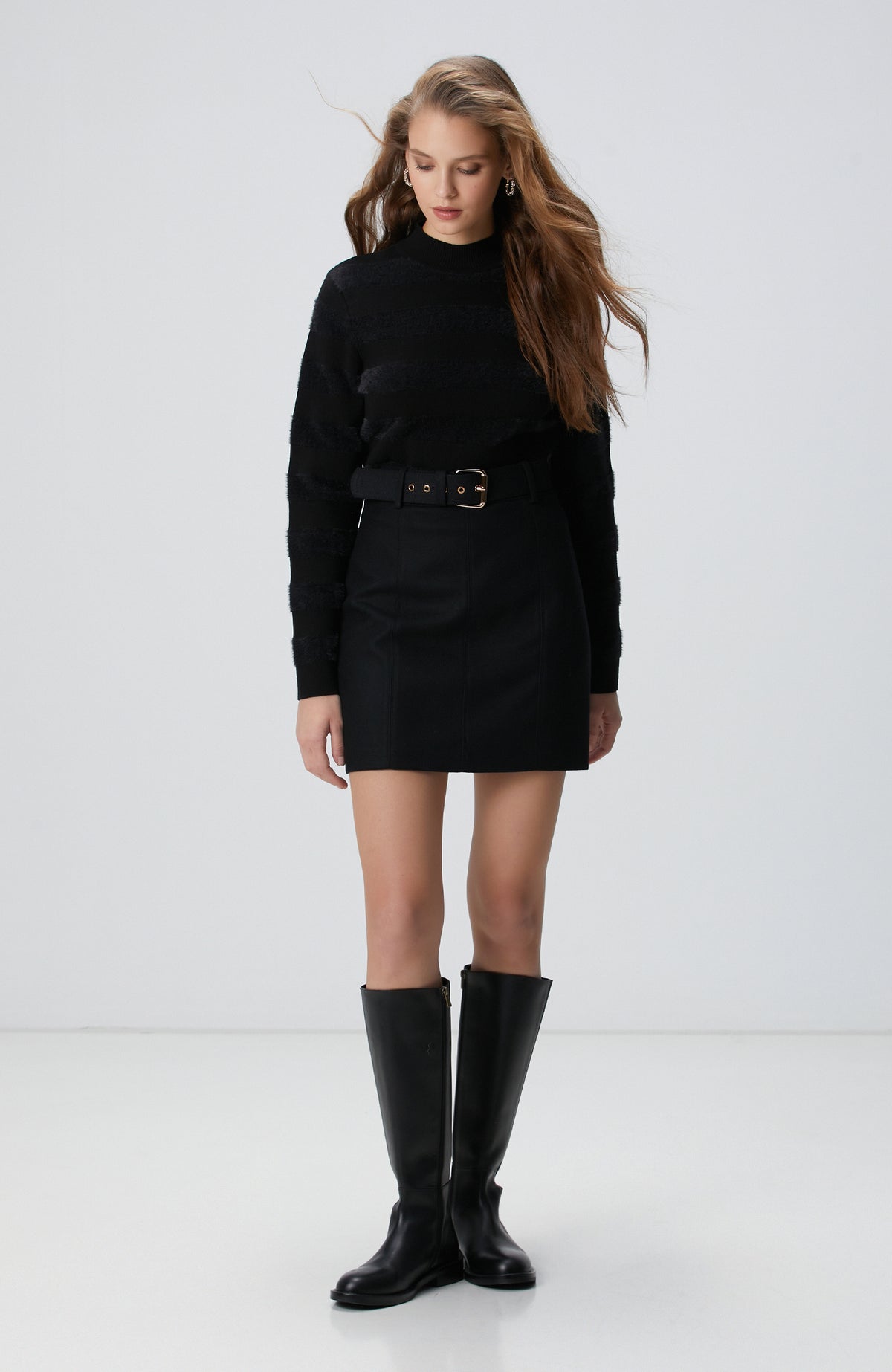 WOMEN'S Black Striped Knit Sweater