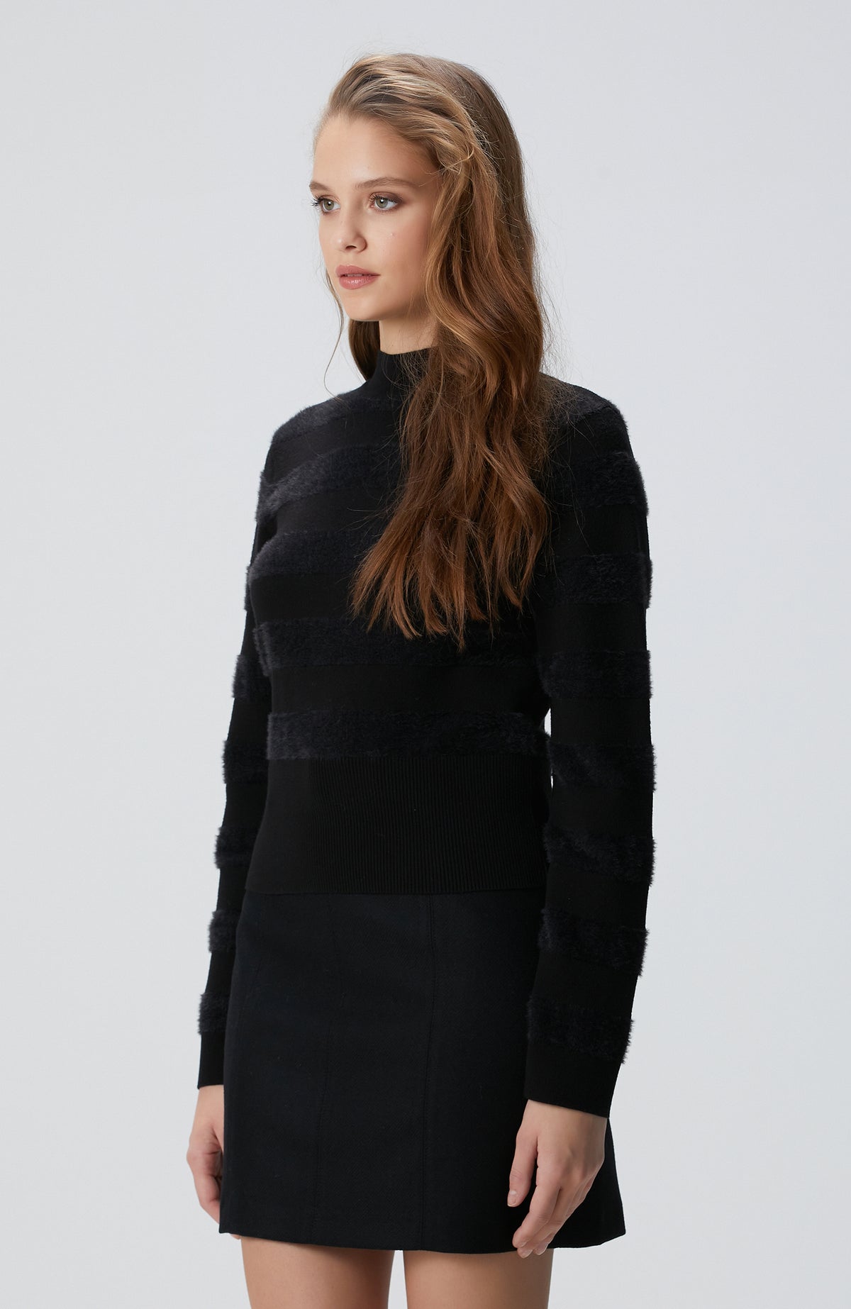 WOMEN'S Black Striped Knit Sweater