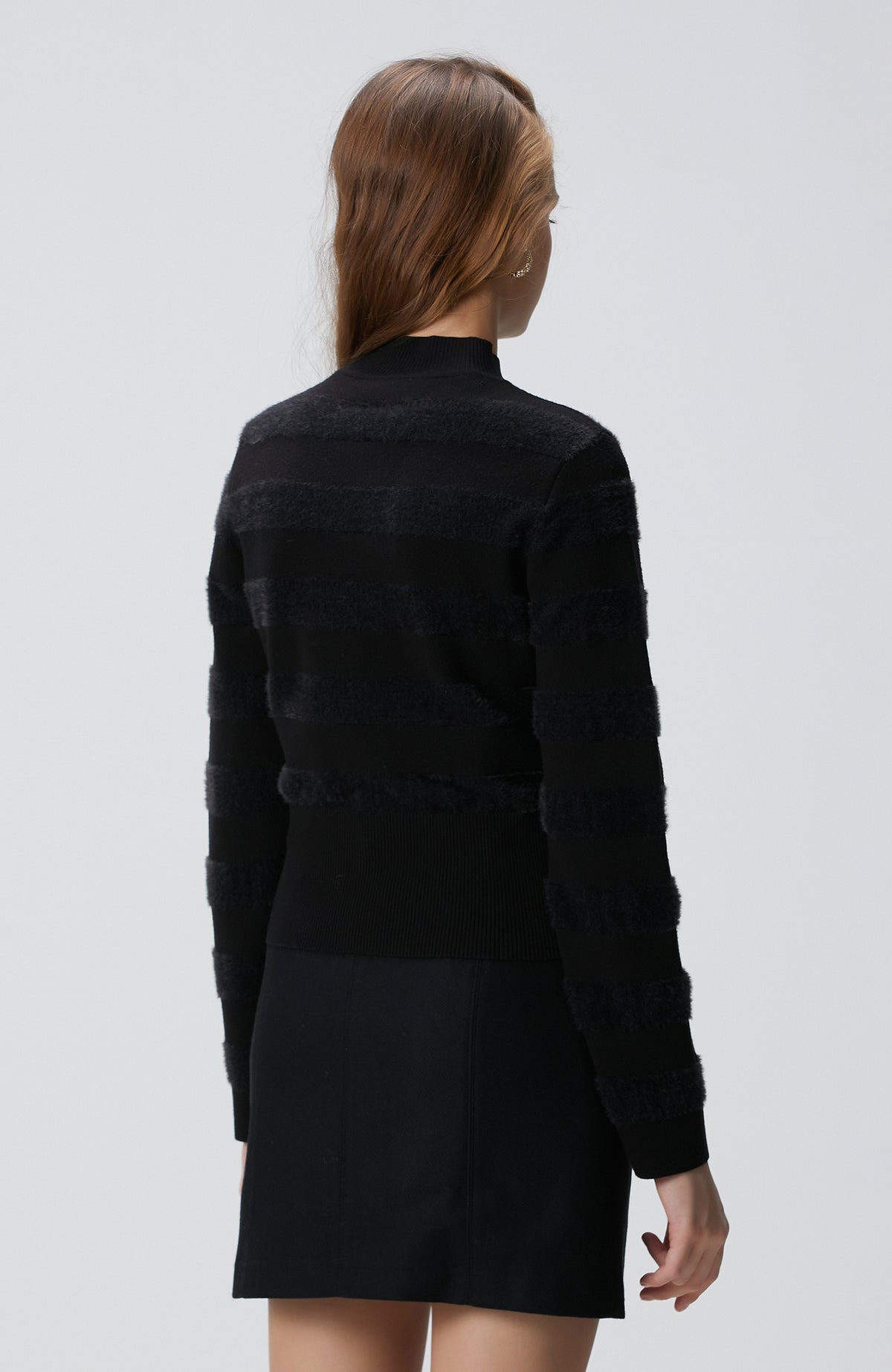 WOMEN'S Black Striped Knit Sweater